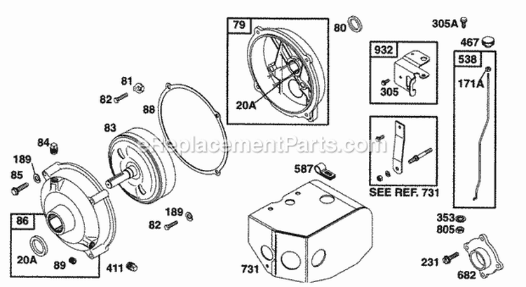 Gear Reducer Assy Sno Gard Diagram and Parts List for 221432-0145-05  Briggs and Stratton Engine